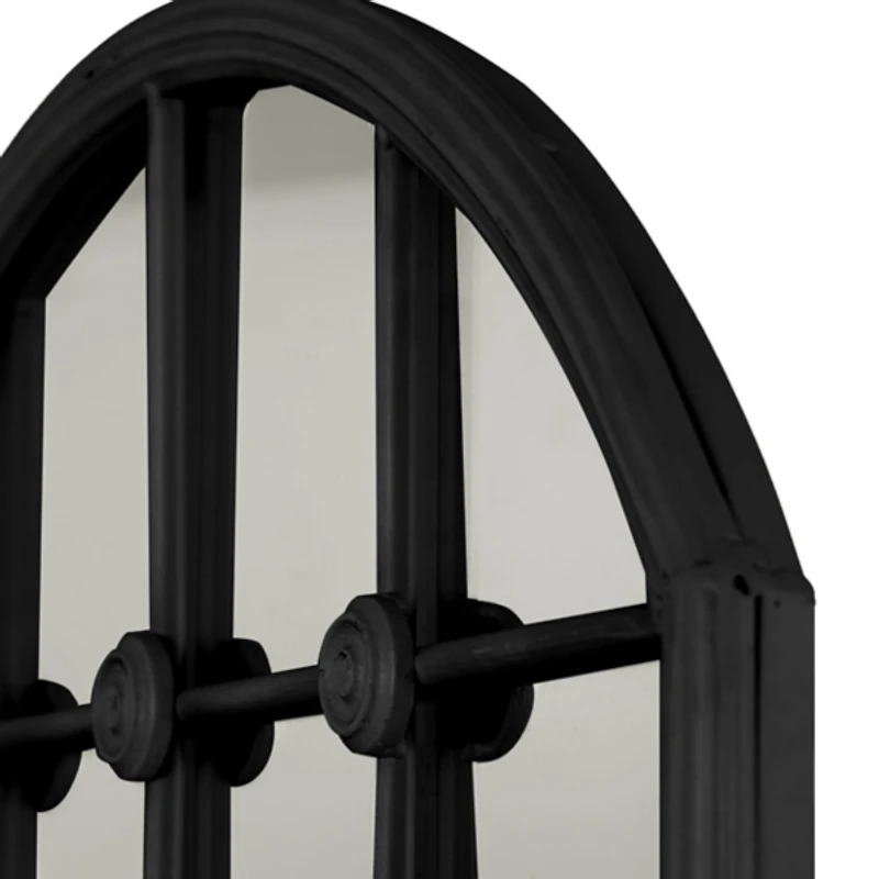 Black Iron Arched Windowpane Mirror