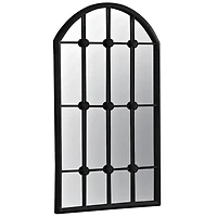 Black Iron Arched Windowpane Mirror