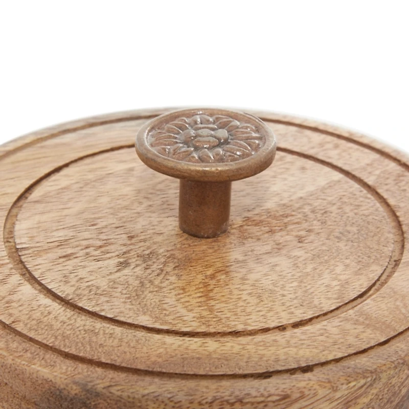 Weathered Ivory Jars with Wooden Lids, Set of 3