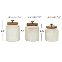 Weathered Ivory Jars with Wooden Lids, Set of 3