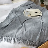 Demin Blue Chenille Fringe Throw