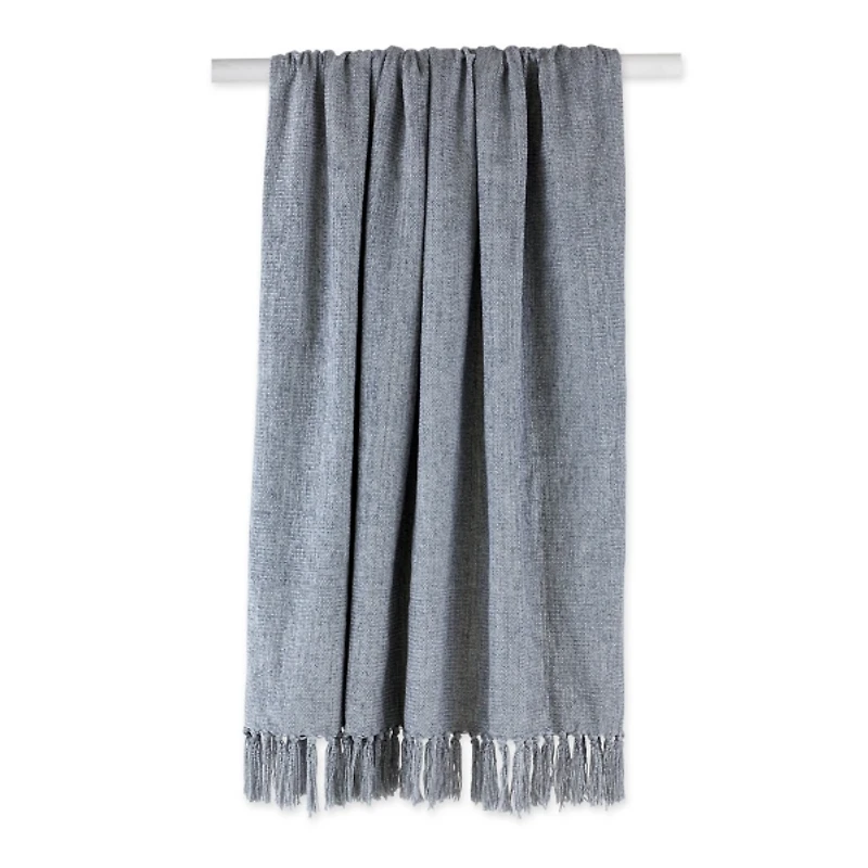 Demin Blue Chenille Fringe Throw