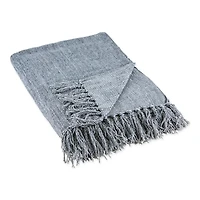 Demin Blue Chenille Fringe Throw