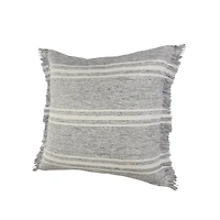 Gray and White Triple Stripe Outdoor Pillow