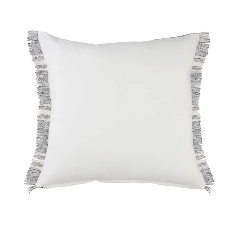 Gray and White Triple Stripe Outdoor Pillow