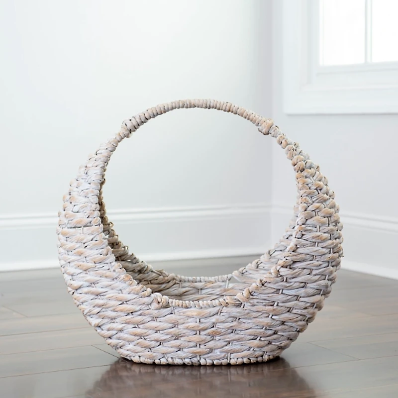 White Woven Half Moon Basket