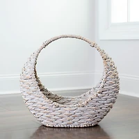White Woven Half Moon Basket