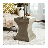 Dark Gray Concrete Pedestal Accent Table