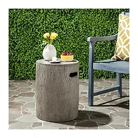 SAFAVIEH Gray Cylinder Accent Table with Handles