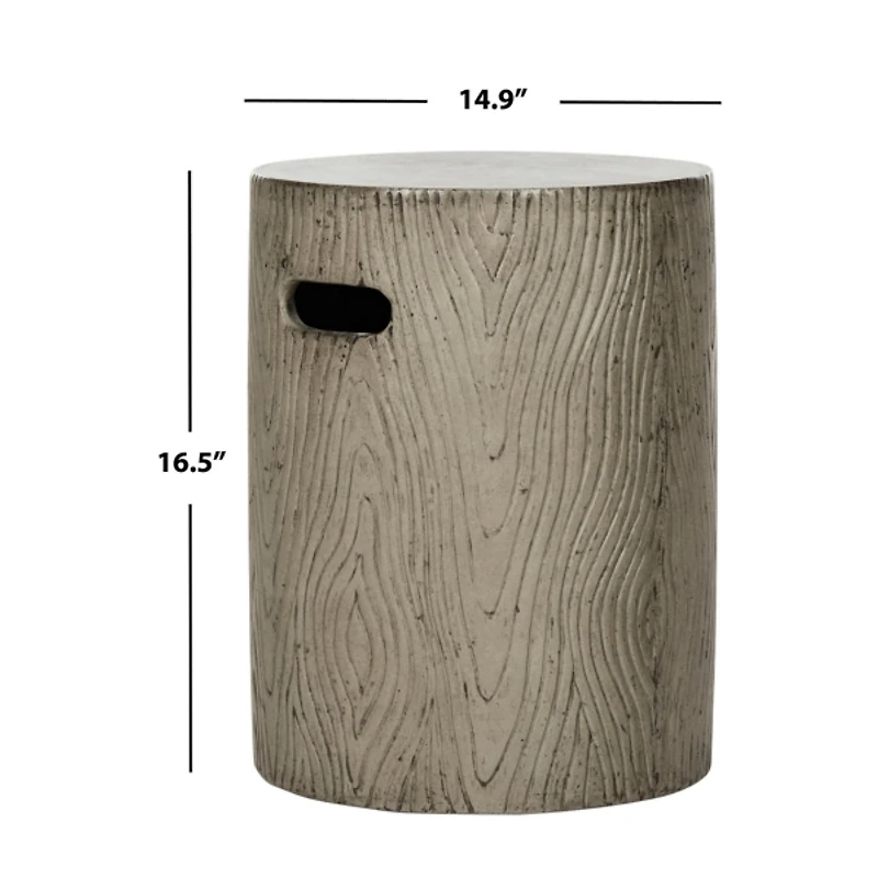 SAFAVIEH Gray Cylinder Accent Table with Handles