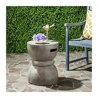 Dark Gray Drum Accent Table with Handles