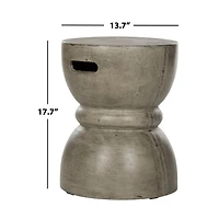 Dark Gray Drum Accent Table with Handles