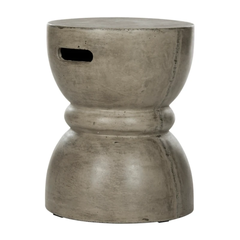 Dark Gray Drum Accent Table with Handles