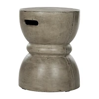 Dark Gray Drum Accent Table with Handles