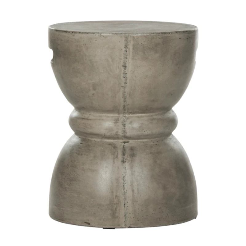 Dark Gray Drum Accent Table with Handles