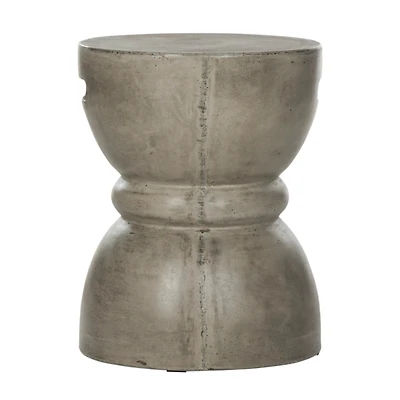 Dark Gray Drum Accent Table with Handles