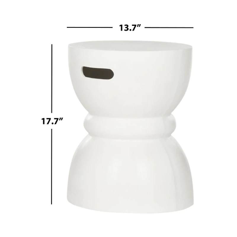 Ivory Drum Accent Table with Handles