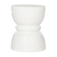 Ivory Drum Accent Table with Handles