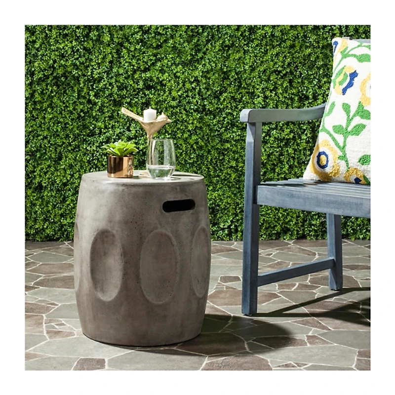 SAFAVIEH Dark Gray Indented Barrel Accent Table