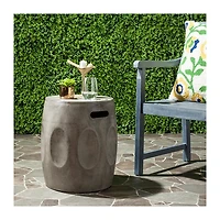 SAFAVIEH Dark Gray Indented Barrel Accent Table