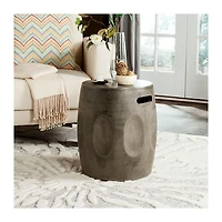 SAFAVIEH Dark Gray Indented Barrel Accent Table