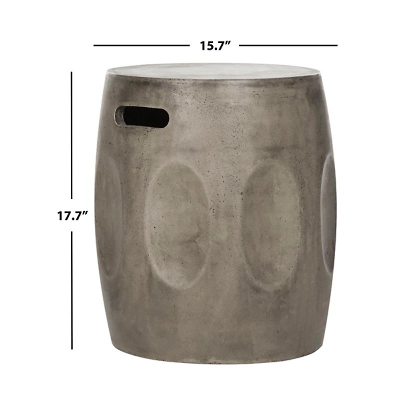 SAFAVIEH Dark Gray Indented Barrel Accent Table