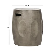 SAFAVIEH Dark Gray Indented Barrel Accent Table