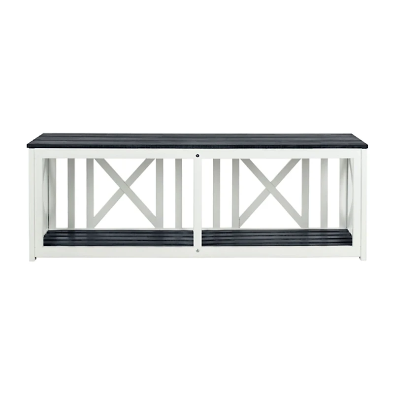 White and Slate Gray X-Back Outdoor Bench
