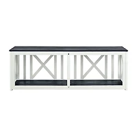 White and Slate Gray X-Back Outdoor Bench