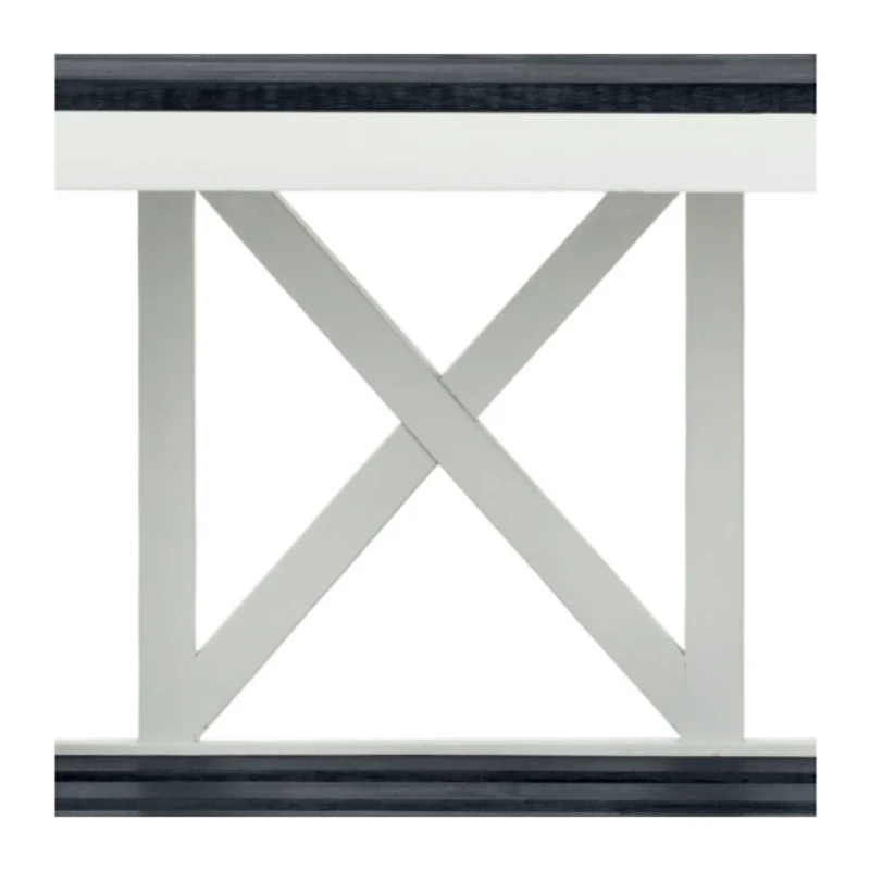 White and Slate Gray X-Back Outdoor Bench