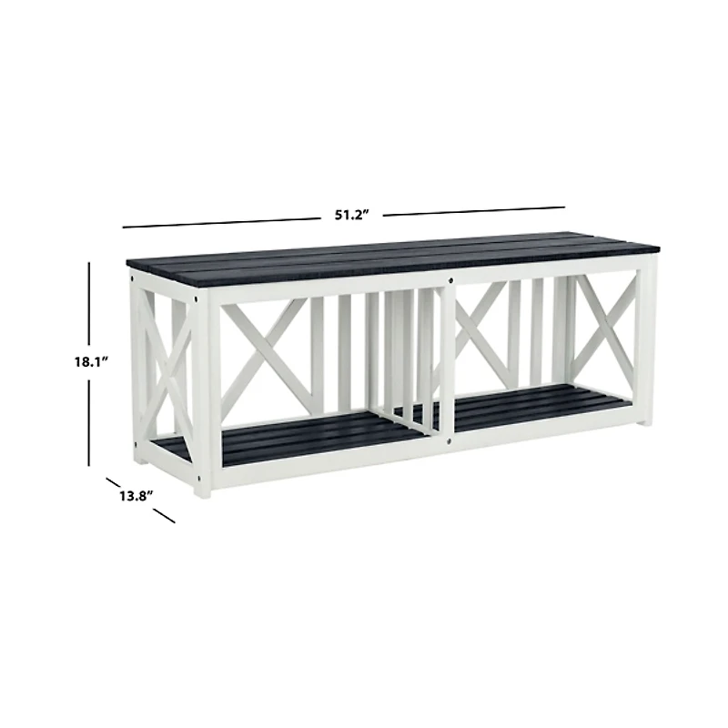 White and Slate Gray X-Back Outdoor Bench