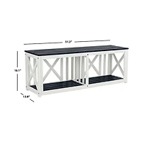 White and Slate Gray X-Back Outdoor Bench