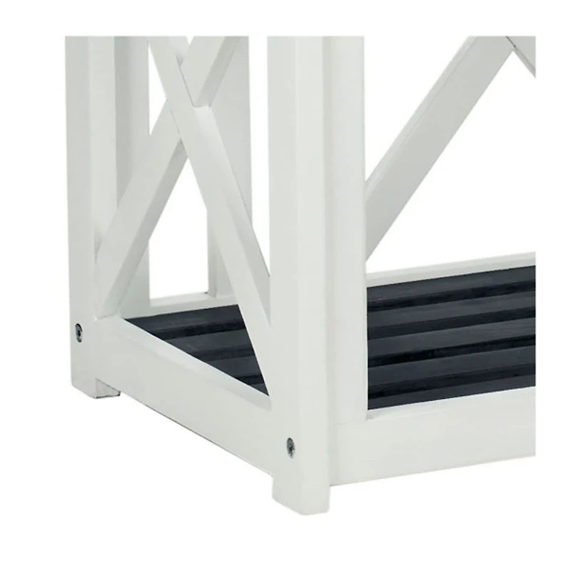 White and Slate Gray X-Back Outdoor Bench