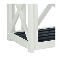 White and Slate Gray X-Back Outdoor Bench