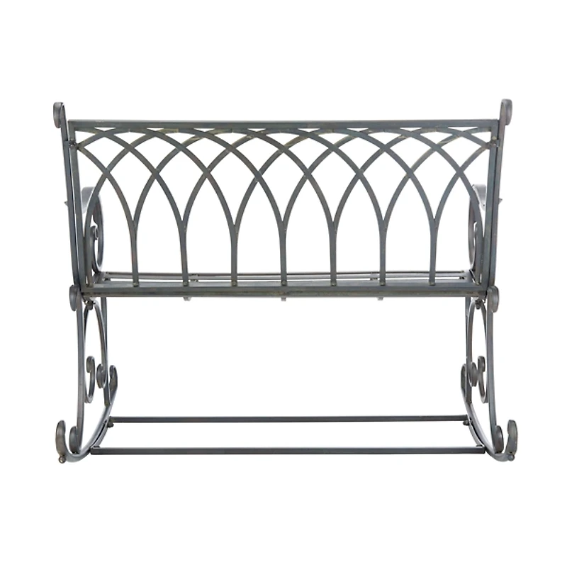 Black Wrought Iron Victorian Rocker Bench