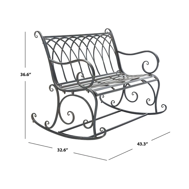 Black Wrought Iron Victorian Rocker Bench