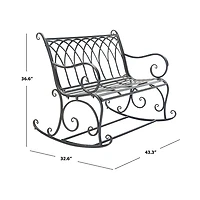 Black Wrought Iron Victorian Rocker Bench