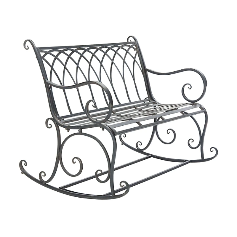 Black Wrought Iron Victorian Rocker Bench