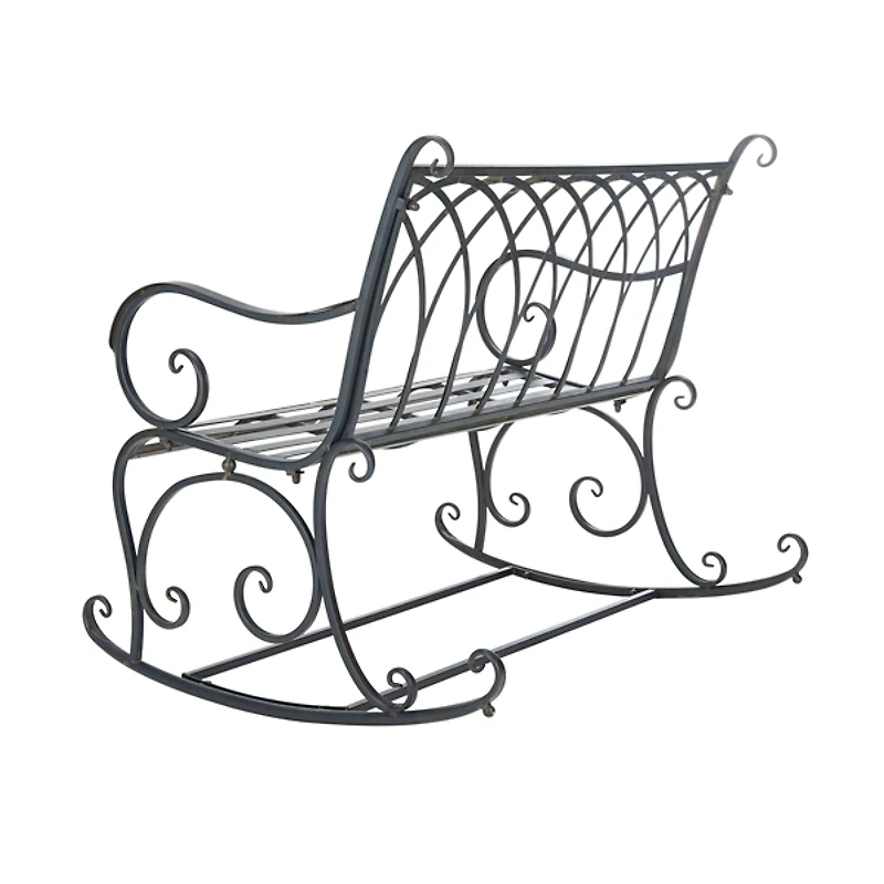 Black Wrought Iron Victorian Rocker Bench