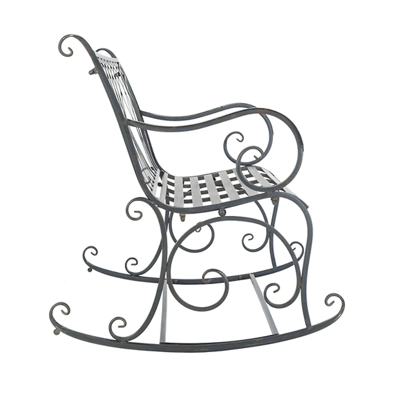 Black Wrought Iron Victorian Rocker Bench