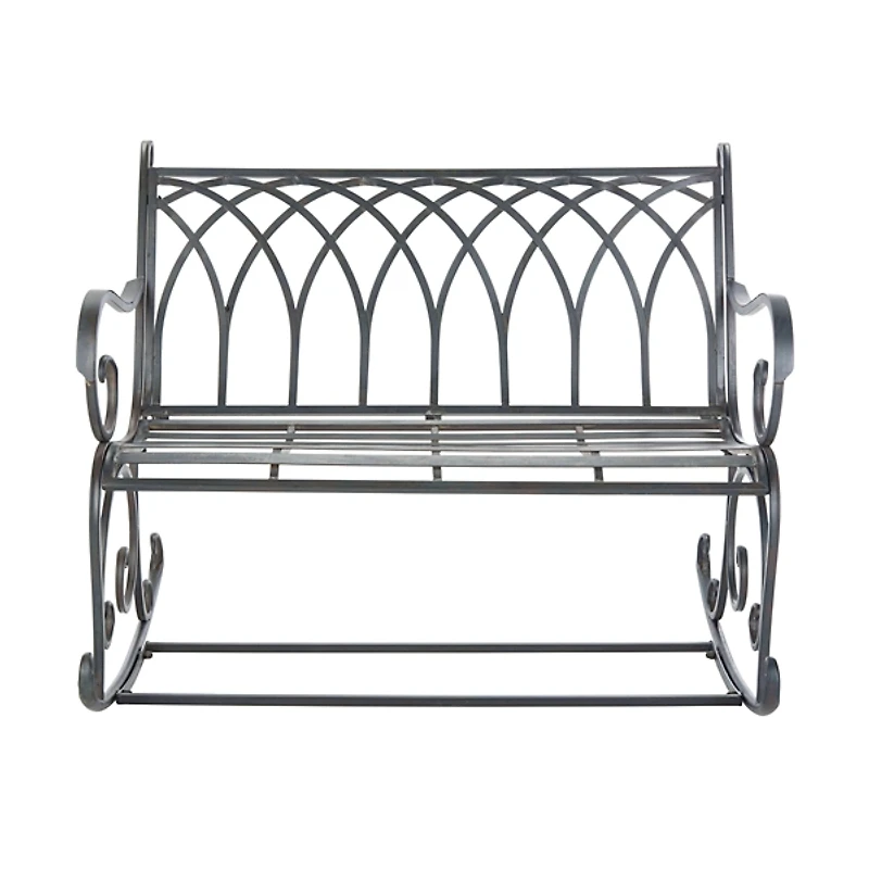 Black Wrought Iron Victorian Rocker Bench