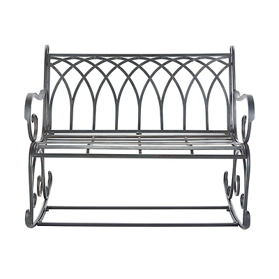 Black Wrought Iron Victorian Rocker Bench