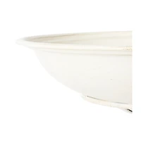 White Scroll Metal Fluted Bird Bath