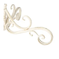 White Scroll Metal Fluted Bird Bath