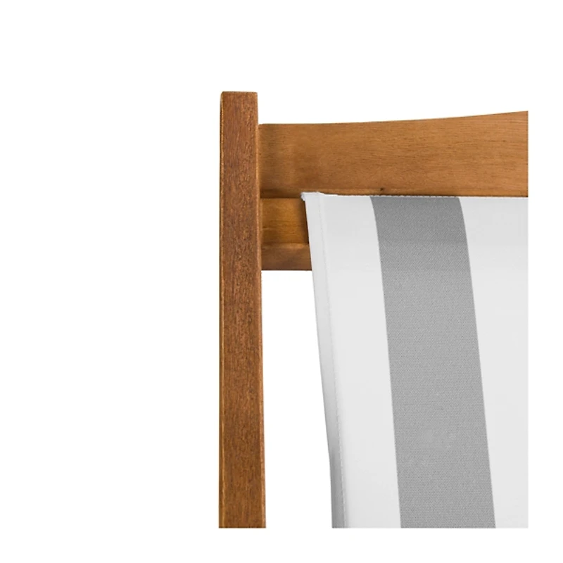 Eucalyptus Wood and Stripe Sling Chairs, Set of 2