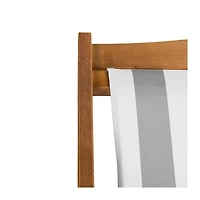 Eucalyptus Wood and Stripe Sling Chairs, Set of 2