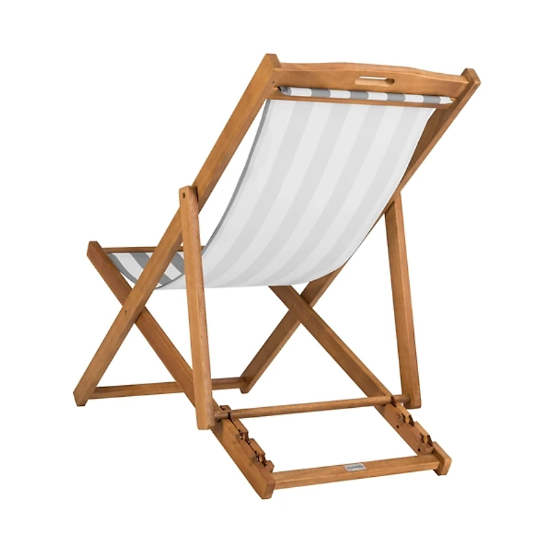 Eucalyptus Wood and Stripe Sling Chairs, Set of 2