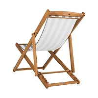 Eucalyptus Wood and Stripe Sling Chairs, Set of 2