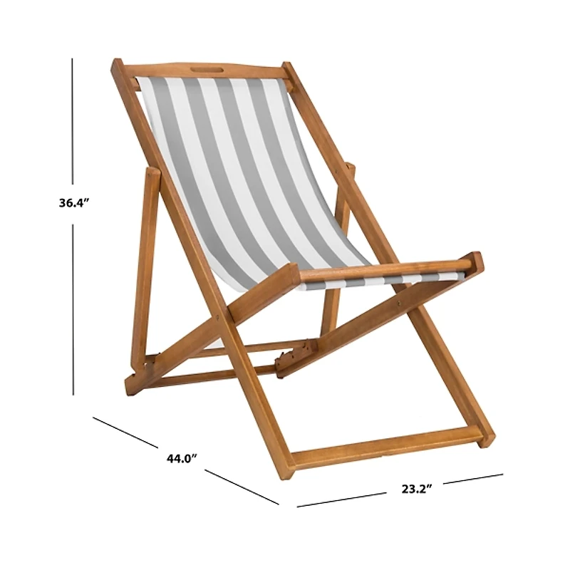 Eucalyptus Wood and Stripe Sling Chairs, Set of 2