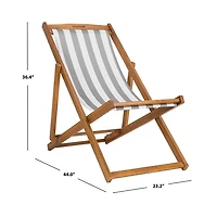 Eucalyptus Wood and Stripe Sling Chairs, Set of 2